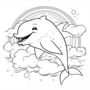 verspielter-delphin-mit-regenbogen-ausmalbild