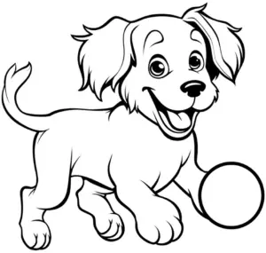 verspielter-hund-mit-ball-ausmalbild
