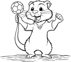 verspielter-otter-mit-fussball-ausmalbild