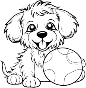 verspieltes-huendchen-mit-ball-ausmalbild