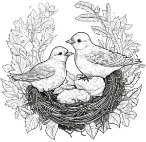 voegel-im-nest-mit-eiern-und-pflanzen