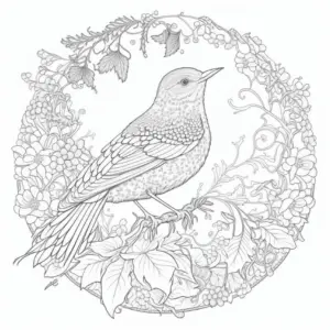 vogel-im-blumenrahmen-ausmalbild