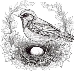 vogel-im-nest-mit-ei-ausmalbild