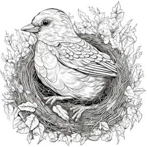 vogel-im-nest-mit-pflanzen