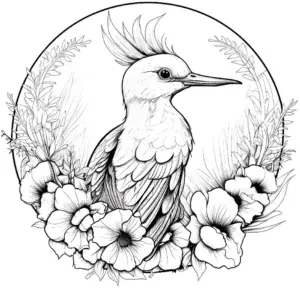 vogel-und-blumen-motive-ausmalbild