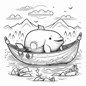 wal-im-boot-ausmalbild-mit-bergen