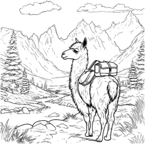 waldlama-in-berglandschaft-ausmalbild