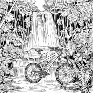 wasserfall-mit-fahrrad-in-der-natur