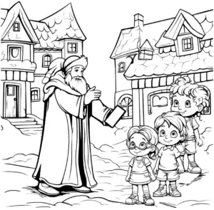 weihnachtliche-szene-mit-nikolaus-und-kindern