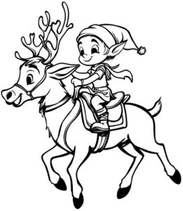 weihnachtself-auf-rentier-ausmalbild