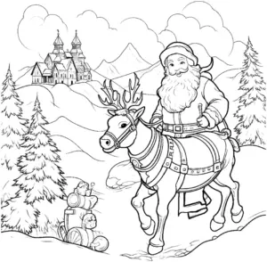 weihnachtsmann-auf-rentier-in-winterlandschaft