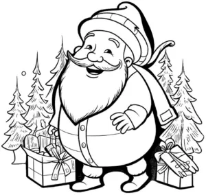 weihnachtsmann-mit-geschenken-und-tannenbaeumen