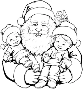 weihnachtsmann-mit-kindern-ausmalbild