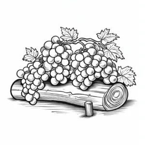 weintrauben-auf-holzstamm-ausmalbild