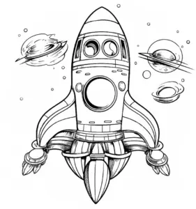 weltallrakete-ausmalbild-mit-planeten