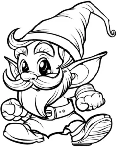 wichtel-ausmalbild-mit-grosser-muetze
