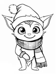 wichtel-mit-hut-und-schal-ausmalbild