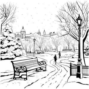 winterlandschaft-ausmalbild-mit-parkszene-und-spaziergaengern