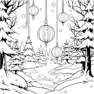 winterlandschaft-mit-festlichen-laternen-ausmalbild
