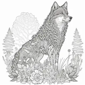 wolf-in-blumenlandschaft-ausmalbild