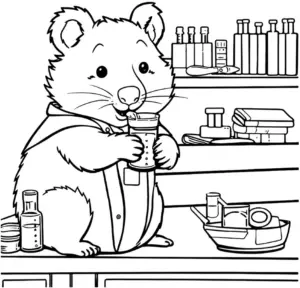 wombat-im-labor-ausmalbild