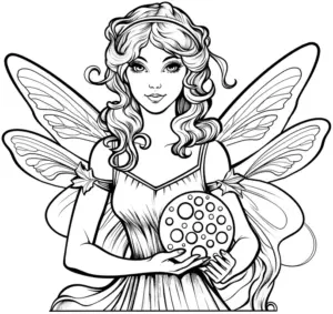 zauberhafte-fee-mit-fluegeln-und-rundem-objekt