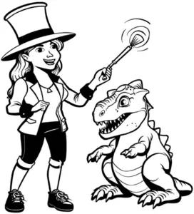 zauberin-und-dinosaurier-ausmalbild
