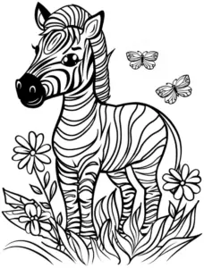 zebra-ausmalbild-mit-blumen-und-schmetterlingen