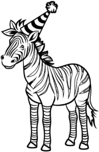 zebra-mit-partyhut-ausmalbild
