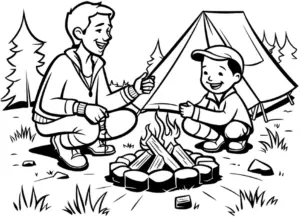 zeltlager-mit-lagerfeuer-und-vater-sohn-moment