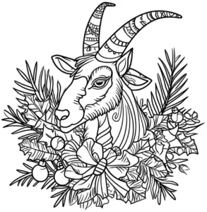 ziege-im-pflanzenarrangement-mit-festlicher-schleife