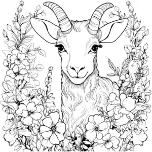 ziege-in-blumenrahmen-ausmalbild