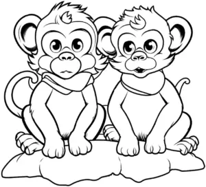 zwei-aeffchen-ausmalbild-auf-einem-stein