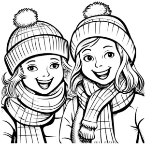zwei-froehlische-maedchen-im-winter-ausmalbild