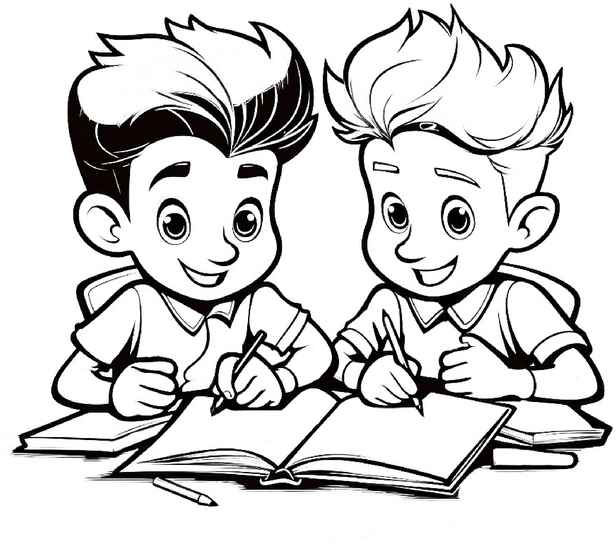 zwei-kinder-beim-lernen-ausmalbild