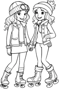 zwei-maedchen-auf-rollschuhen-ausmalbild
