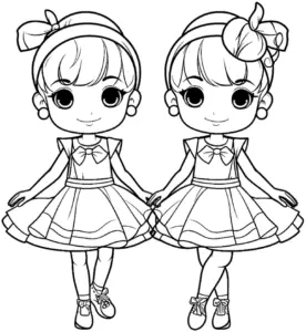 zwei-maedchen-im-kleid-ausmalbild