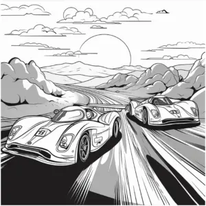 zwei-rennwagen-auf-einer-kurvenreichen-strasse