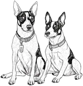 zwei-sitzende-hunde-ausmalbild